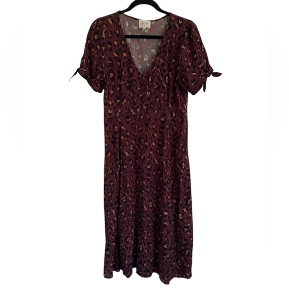 Sezane Vic V Neck Midi Dress in Leopard Cafe FR 40 / US 8 - Picture 1 of 10